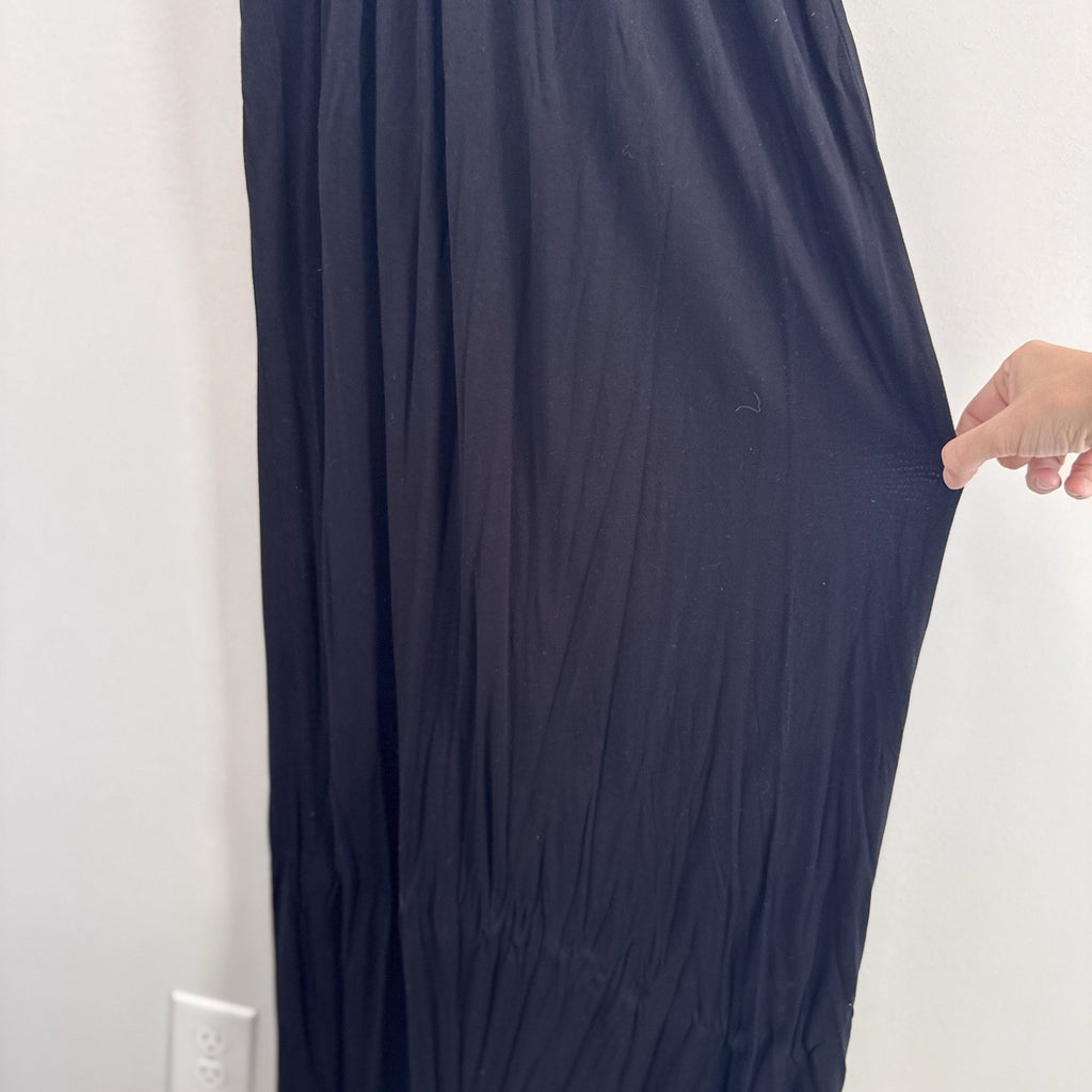 LASCANA Black Smocked Waist Metal Detail Halter Maxi Dress US 10