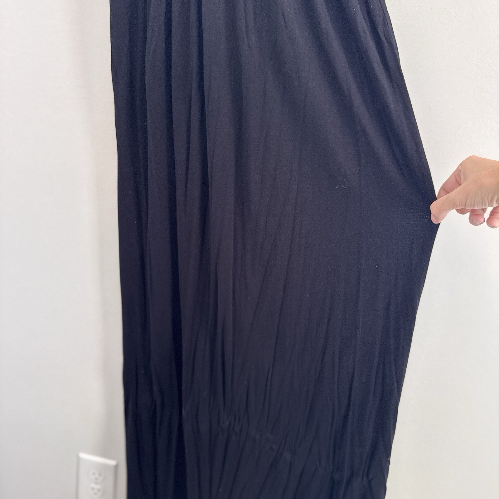 LASCANA Black Smocked Waist Metal Detail Halter Maxi Dress US 10