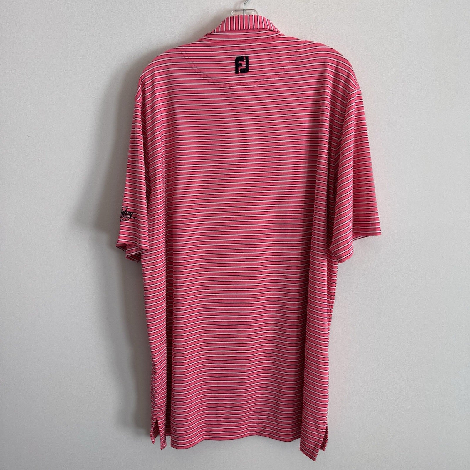 FootJoy FJ Golf Polo Shirt XL Pink Striped Holiday Panama City Beach Men’s