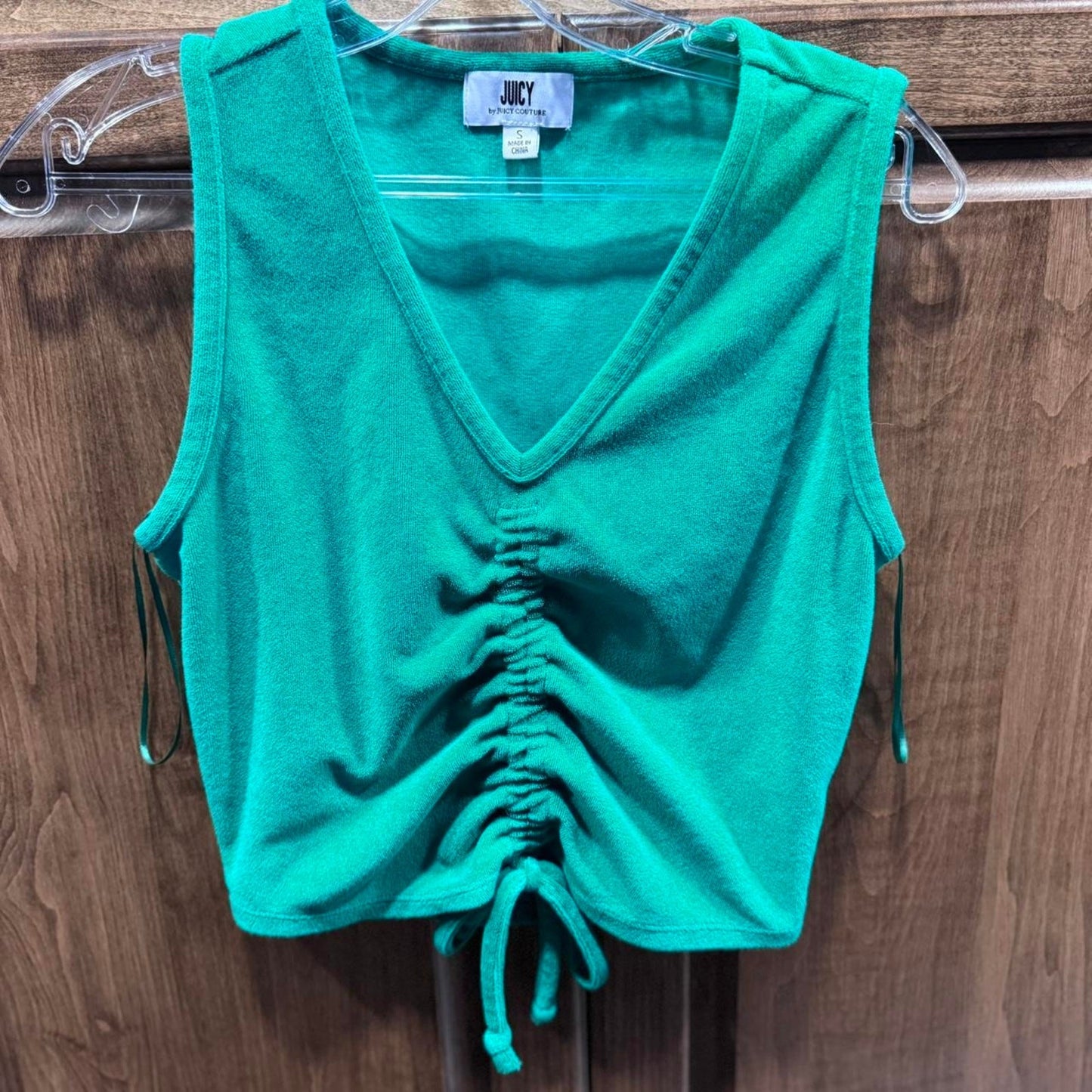 Juicy Couture green crop top with tie detail size small