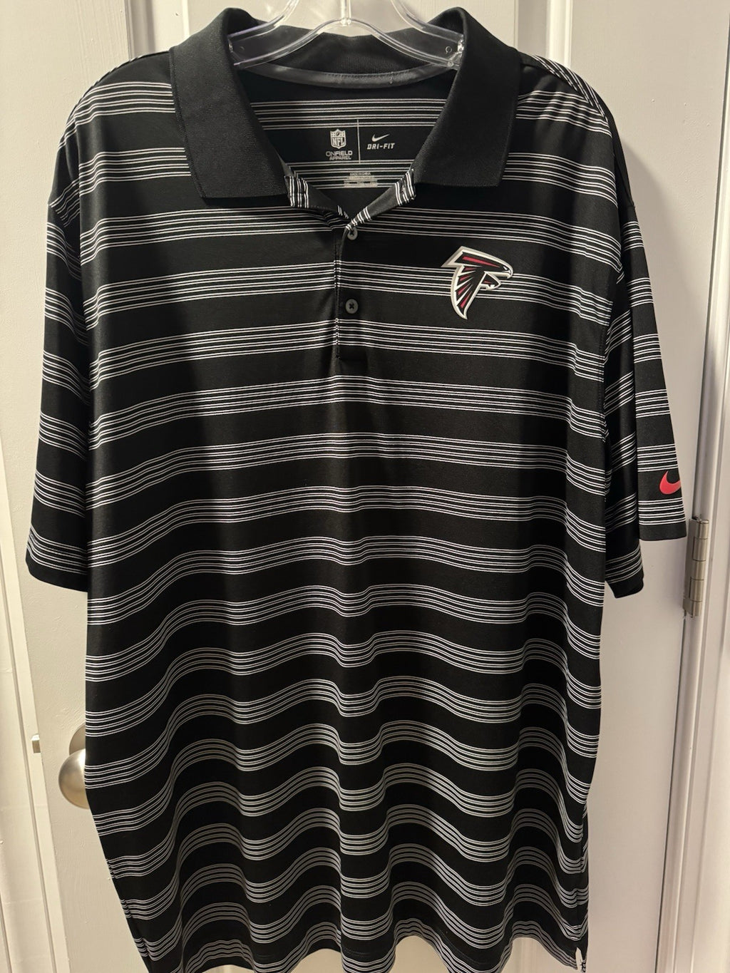Nike Atlanta Falcons Men’s XXL NFL On Field Apparel Black Dri-Fit Striped Polo