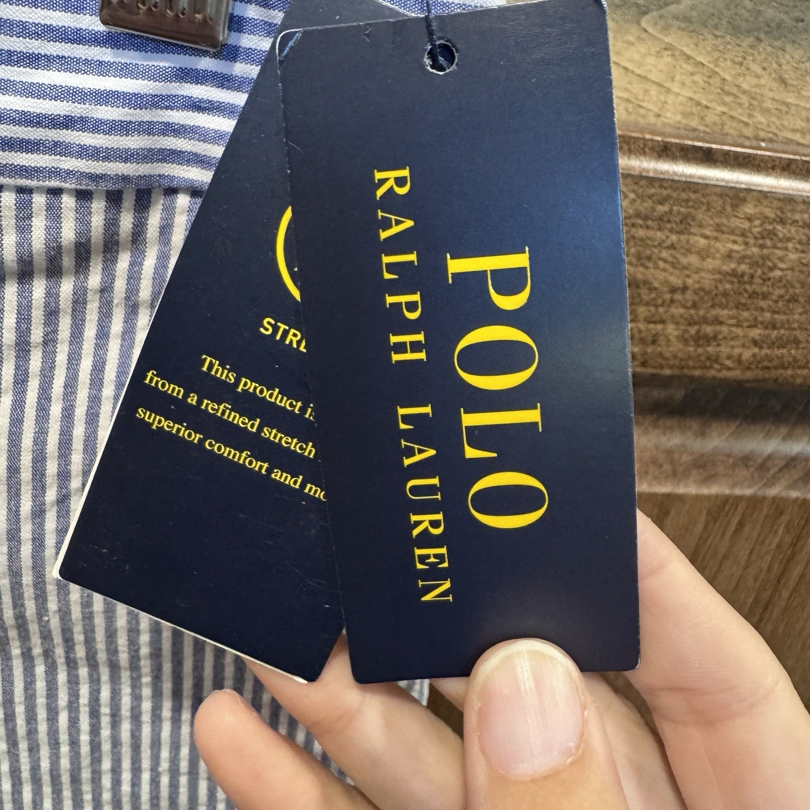 Polo Ralph Lauren Boys Seersucker Shorts Size 12 Blue White Stripe NWT $59.50