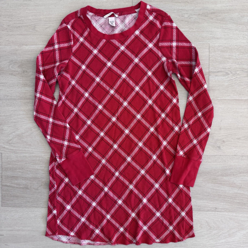Victoria’s Secret Plaid Thermal Nightgown Small Red Long Sleeve Sleepwear