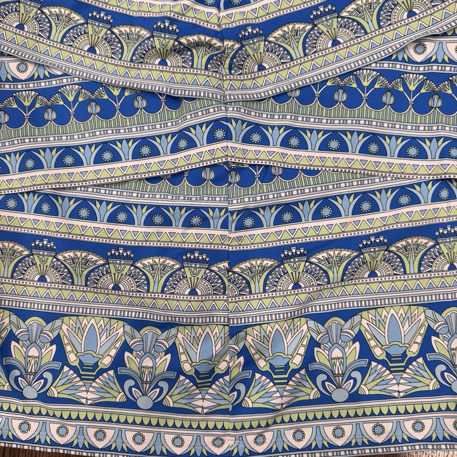 J.McLaughlin Women’s Skirt Size Small Geometric Blue Green Print Stretch Pull-On