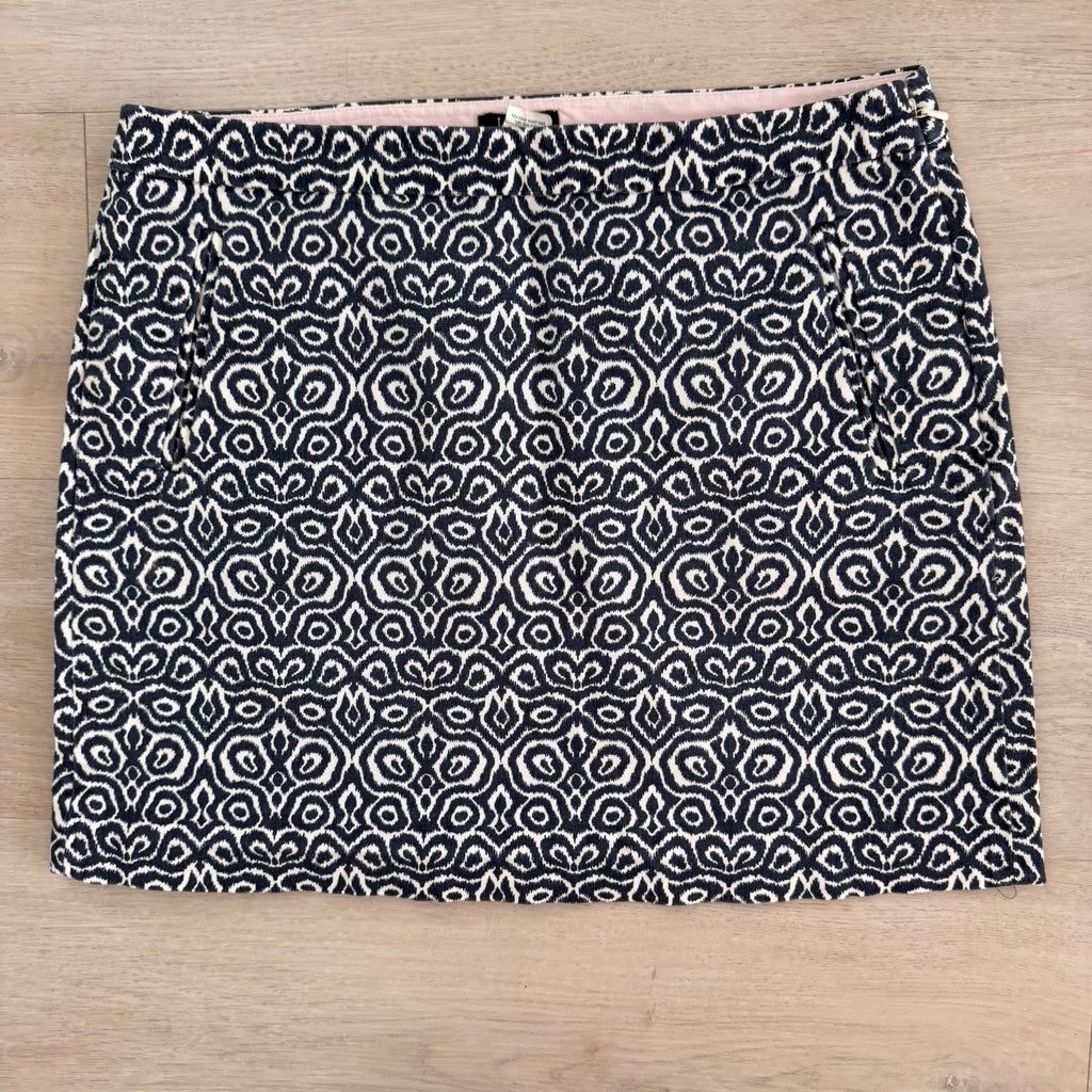 J.Crew Navy White Women’s Print Skirt Size 4 Stretch Cotton