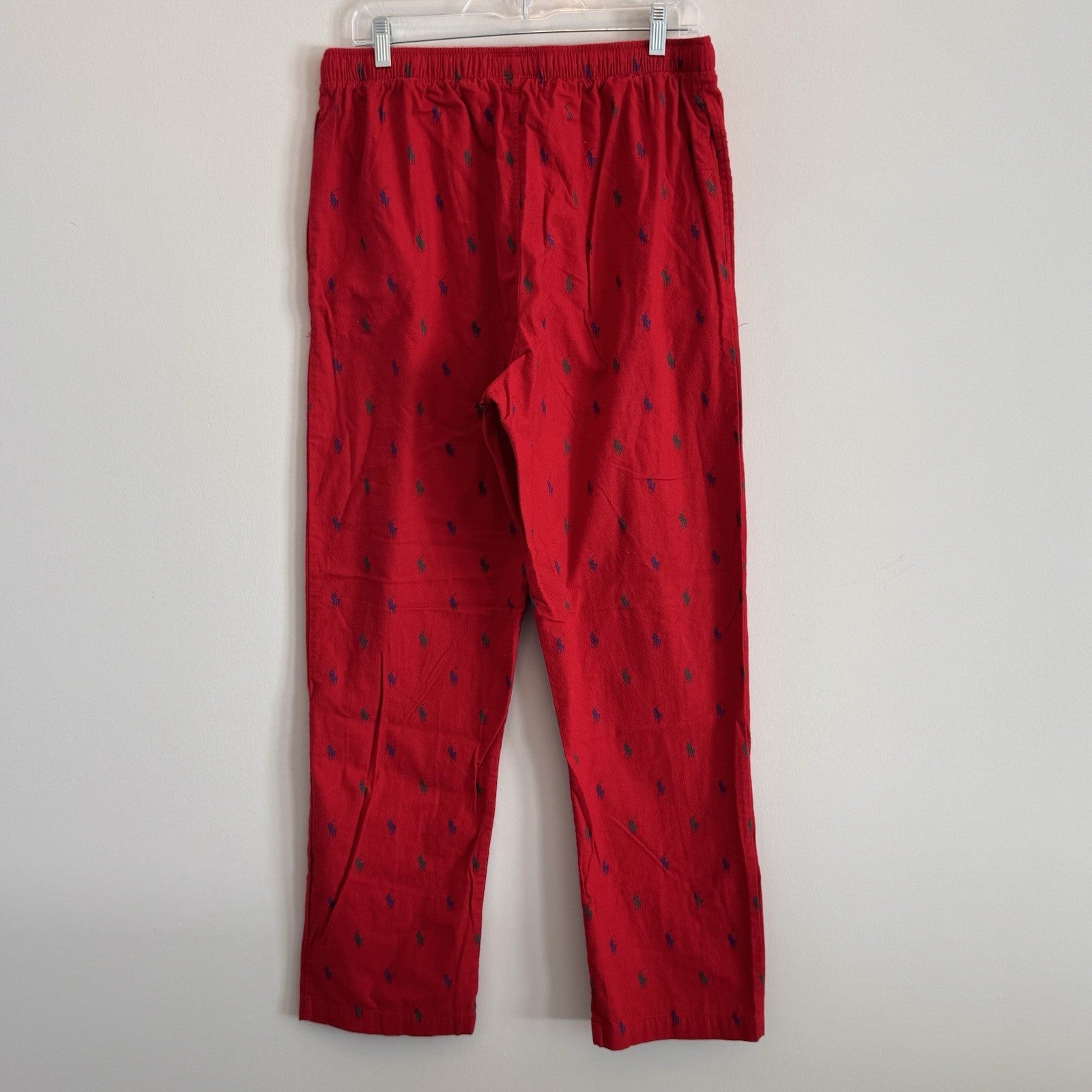 Polo Ralph Lauren Mens Red Blue All Over Pony Pajama Pants Size L Cotton Lounge