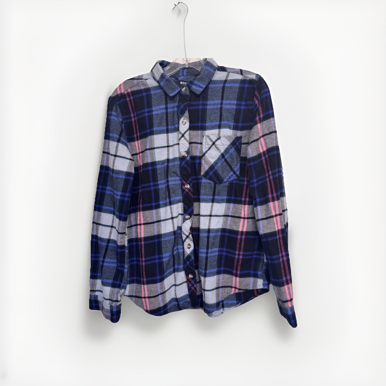 BDG Urban Outfitters Flannel Shirt Plaid Long Sleeve Button-Up Size M