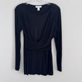 Motherhood Maternity Black Draped Long Sleeve Top Womens Small Stretch