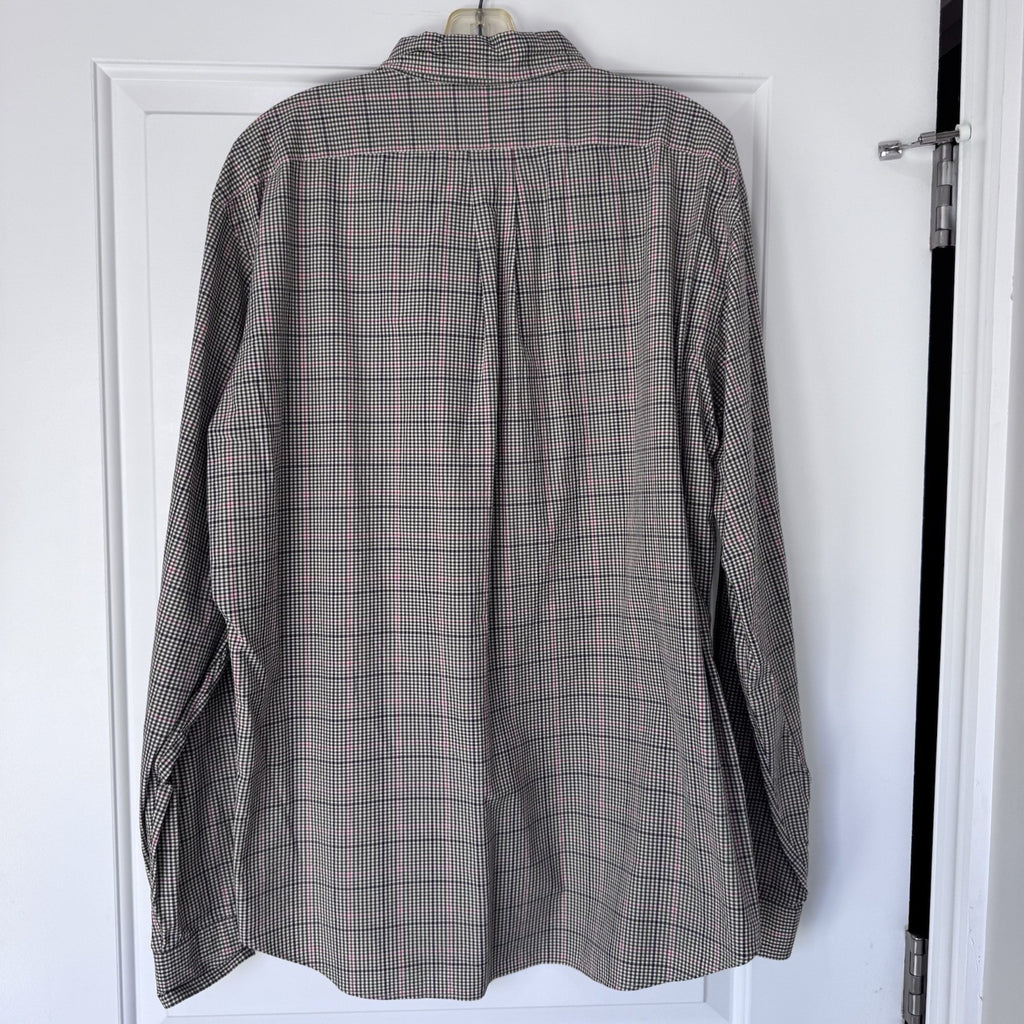 Ralph Lauren Men’s Blue Plaid Button Down Shirt Size XL 17.5 Custom Fit Cotton