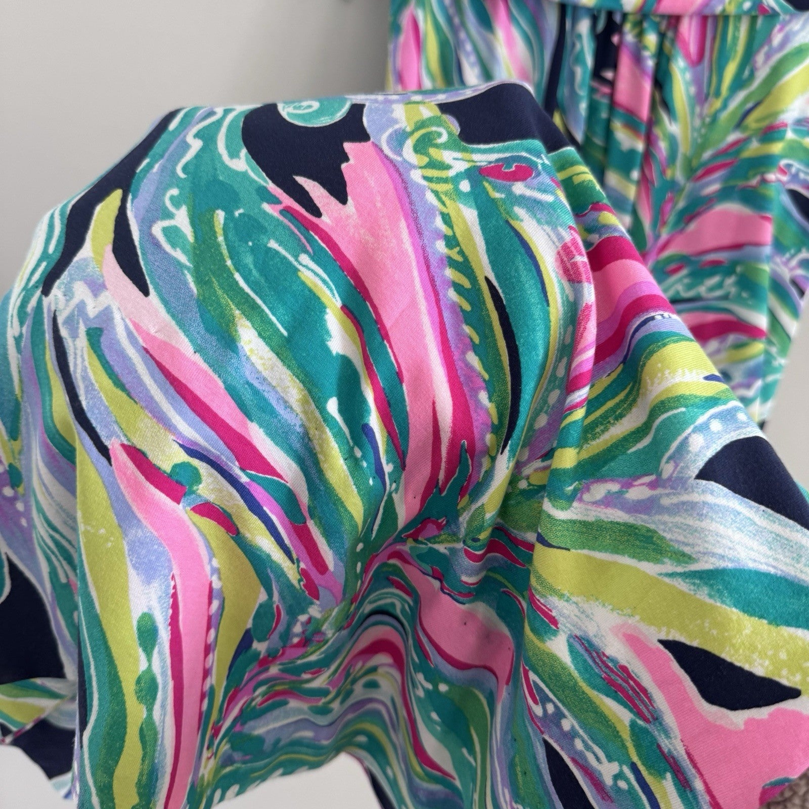 Lilly Pulitzer Maxi Dress S Blue Pink Green Wrap V Neck Resort
