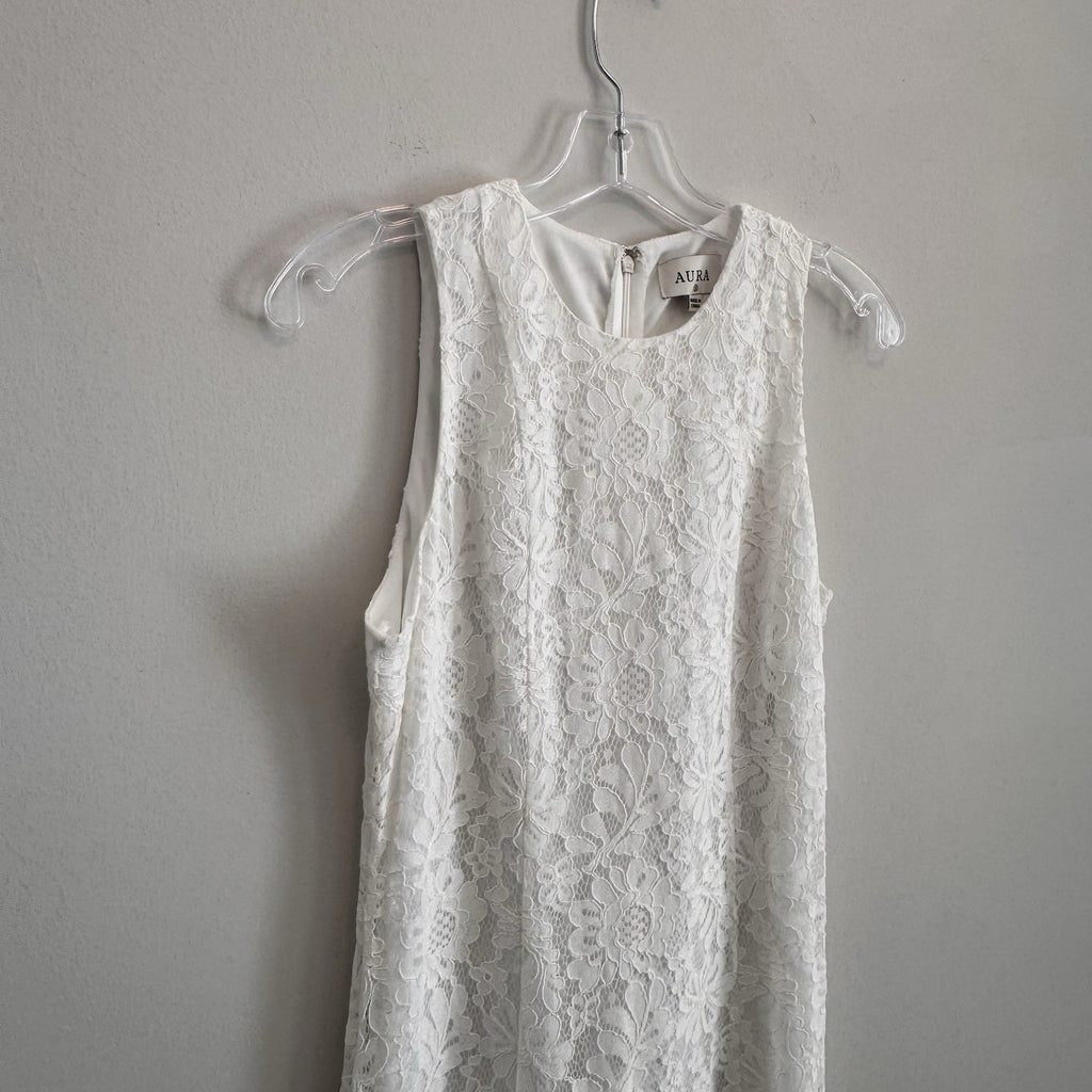 NWT Aura Red Dress Boutique White Lace Maxi Dress Sleeveless Women’s Small
