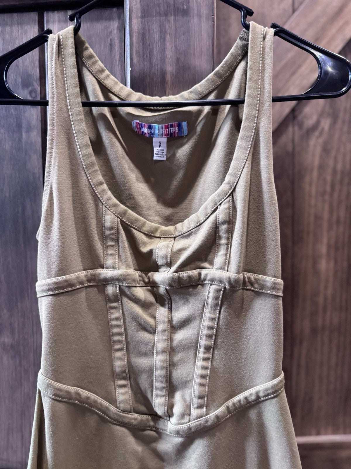 Urban Outfitters Olive Green Fit & Flare Sleeveless Dress - Size Small