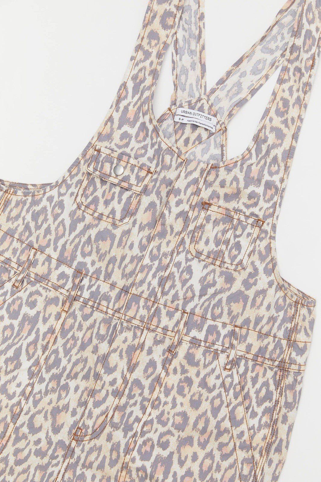 Urban Outfitters Leopard Print Overalls XS Canvas Carpenter Jumpsuit Y2K Street