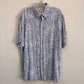 Tasso Elba Island Men's XL Shirt Blue White Silk Linen Palm Leaf Tropical Floral