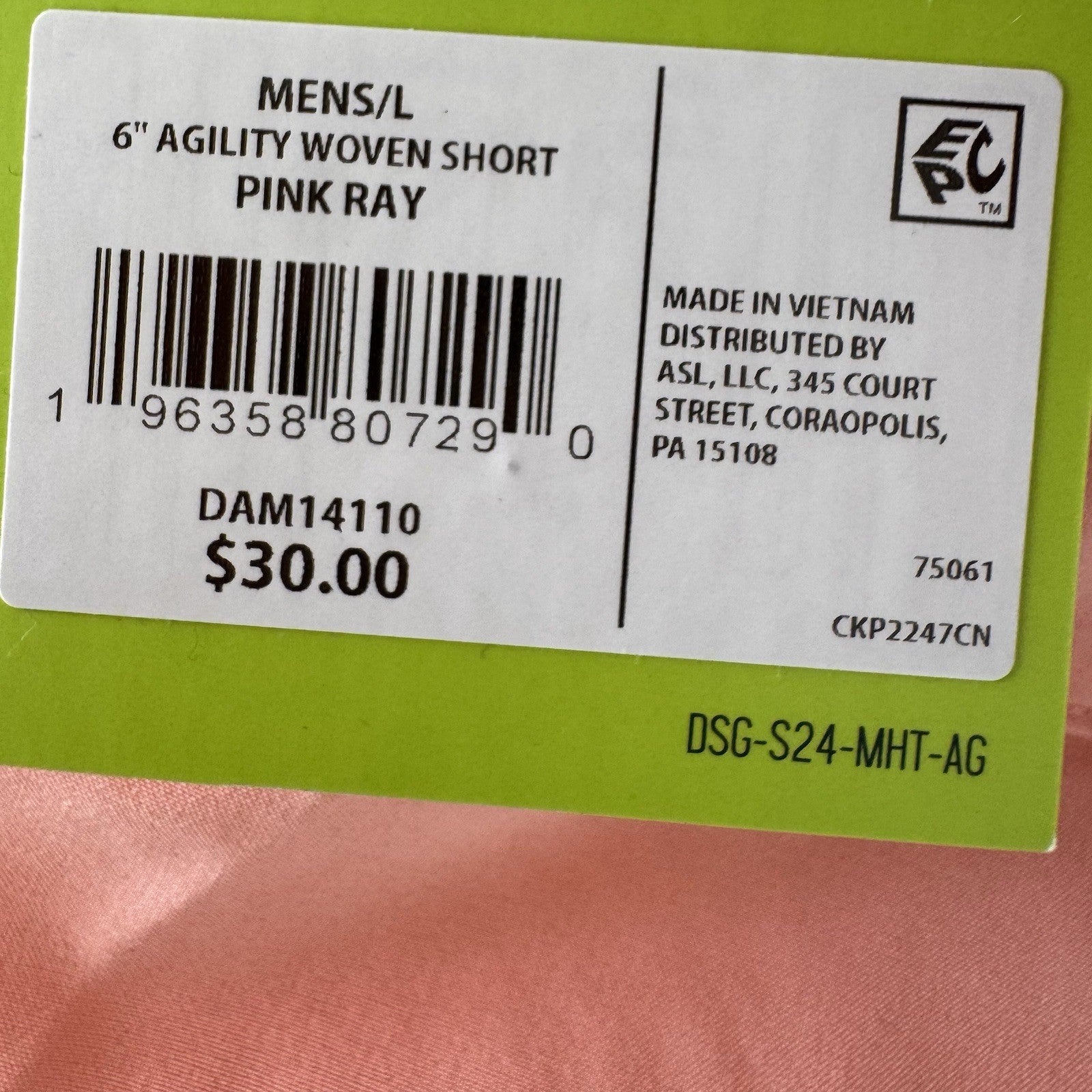 DSG Men's 6" Agility Woven Shorts Pink Ray Athletic Fit Size Large