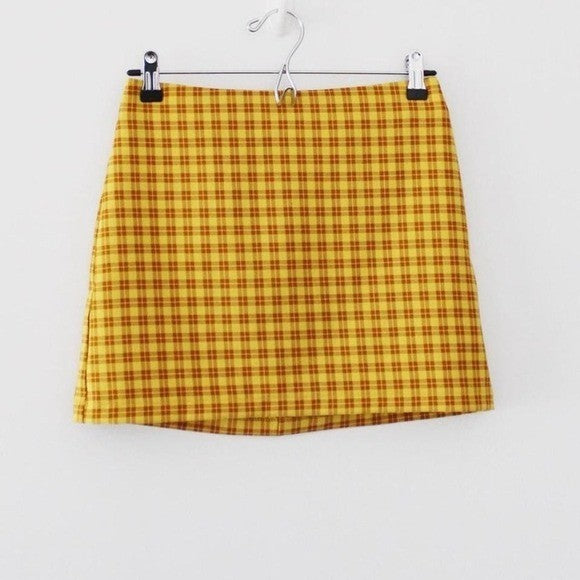 Urban Outfitters Gretchen Plaid Pelmet Mini Skirt in Yellow Size Large