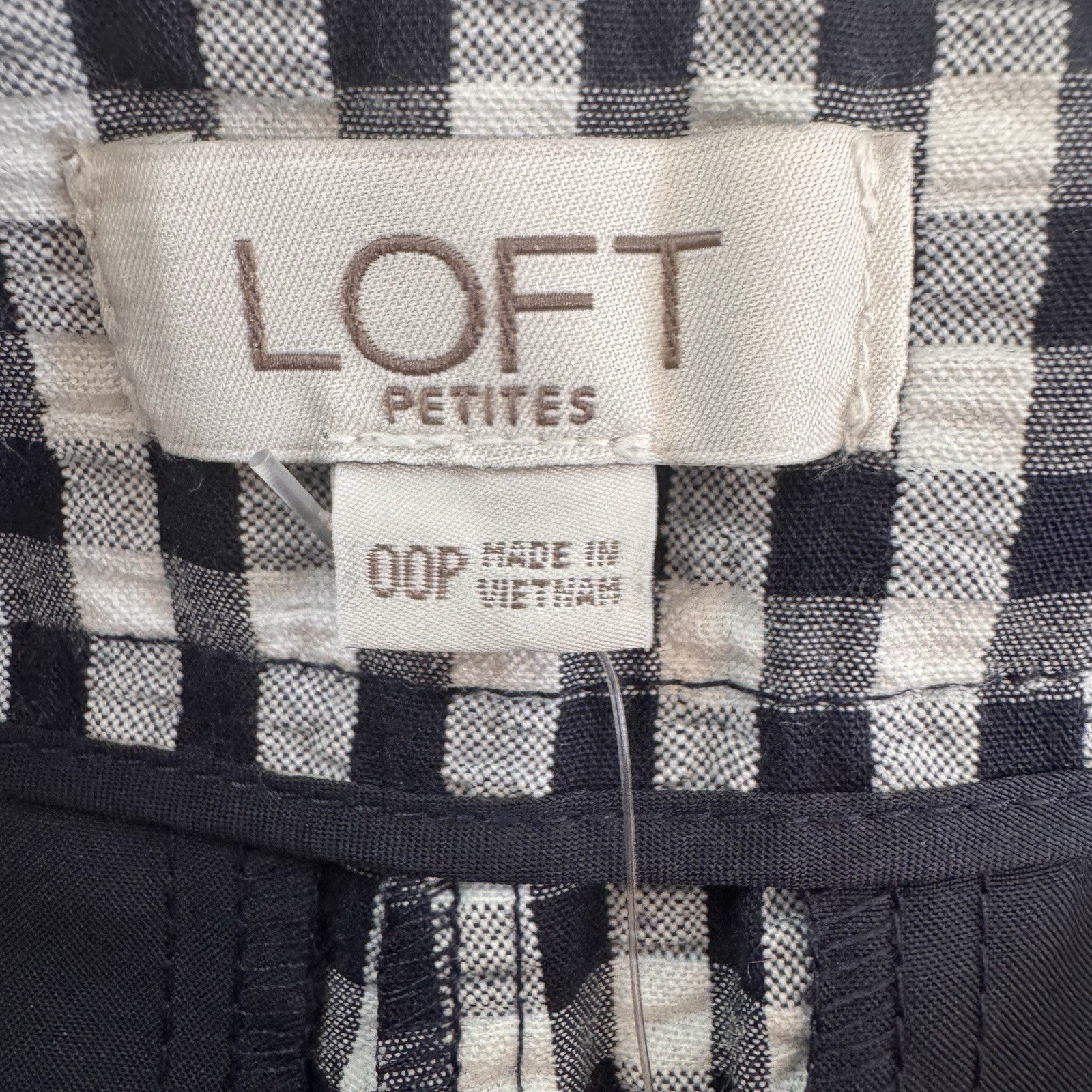 Women’s LOFT 00 Petite Black White Gingham Shorts NWT Cotton Blend