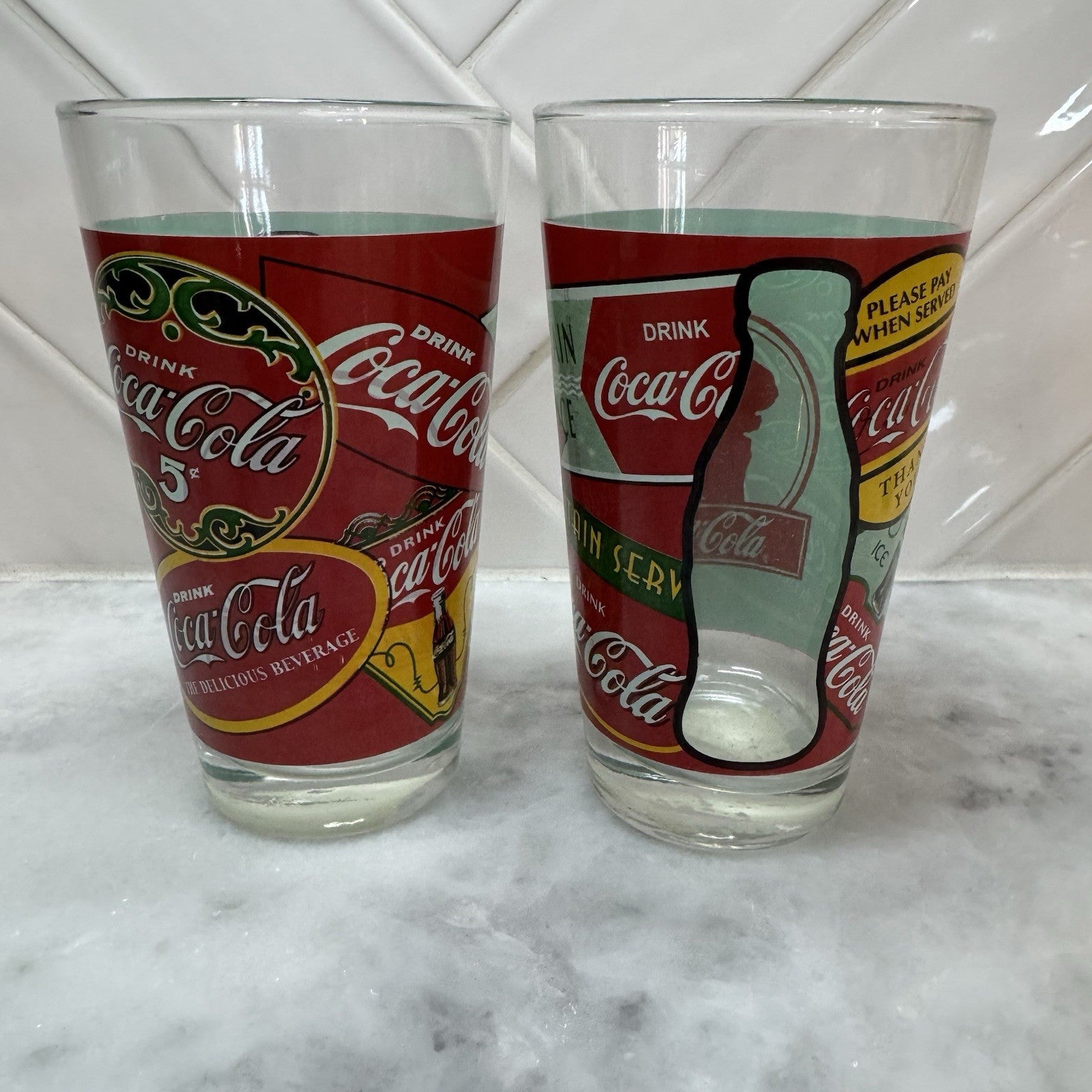 Coca Cola Pint Glasses , Coke Collectible "Drink Coca Cola" Advertisement
