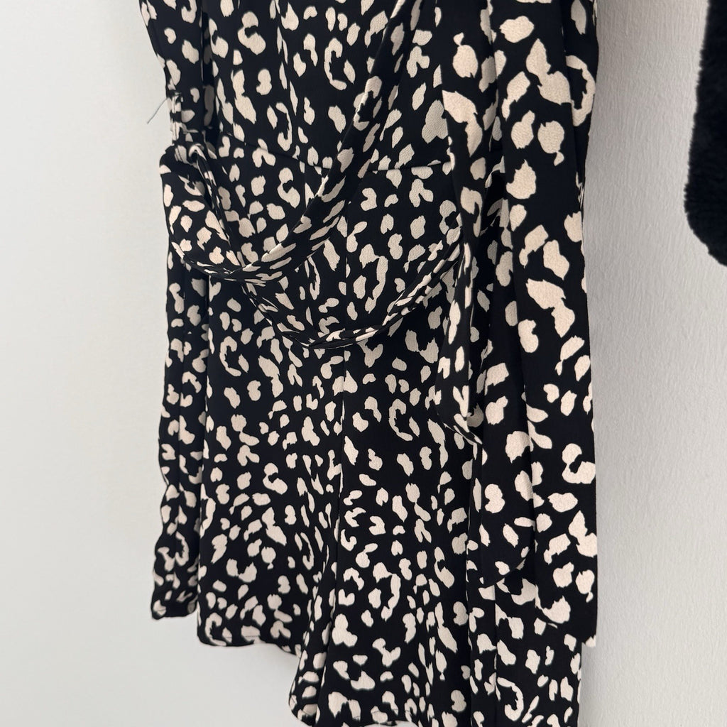 She + Sky Leopard Animal Print Romper Women's Size M Black Tan Spaghetti Strap