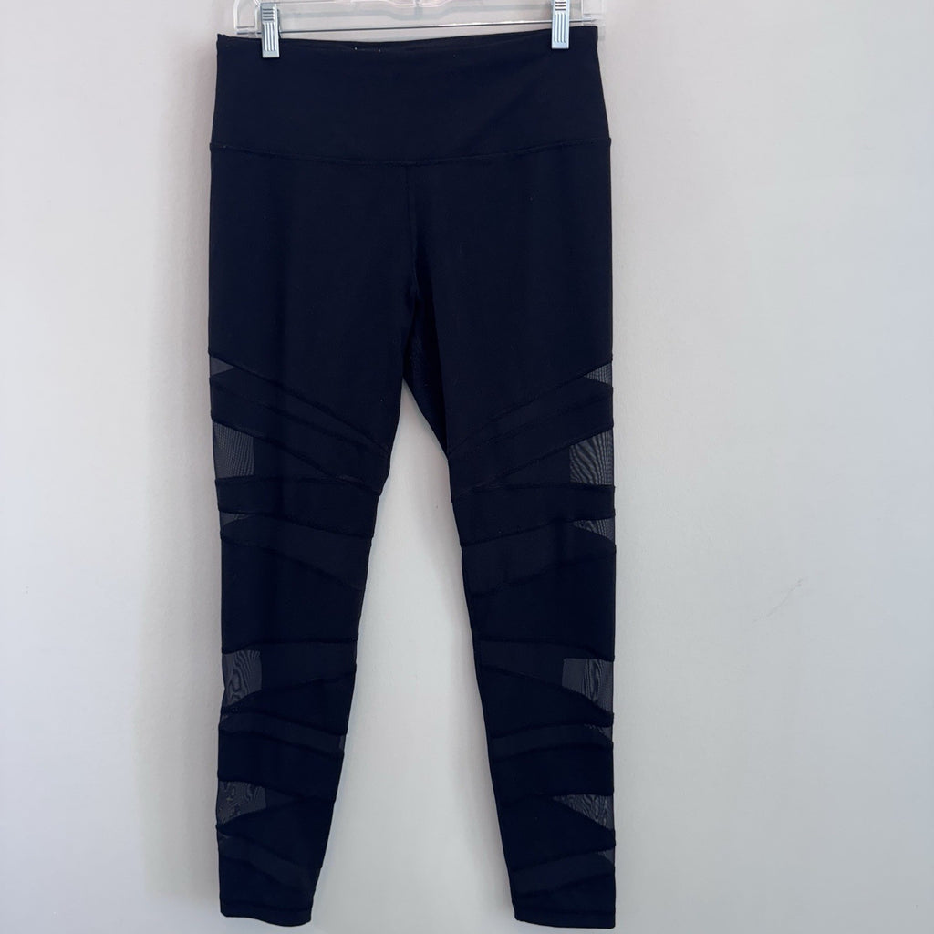 Victoria Sport Black Mesh Panel Leggings Women M Cropped Yoga Gym Pants