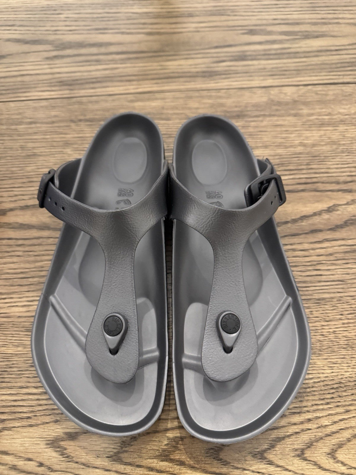 Birkenstock Unisex Dark Gray-Thong Sandals Size 40- Sz 9 Brand New W Box