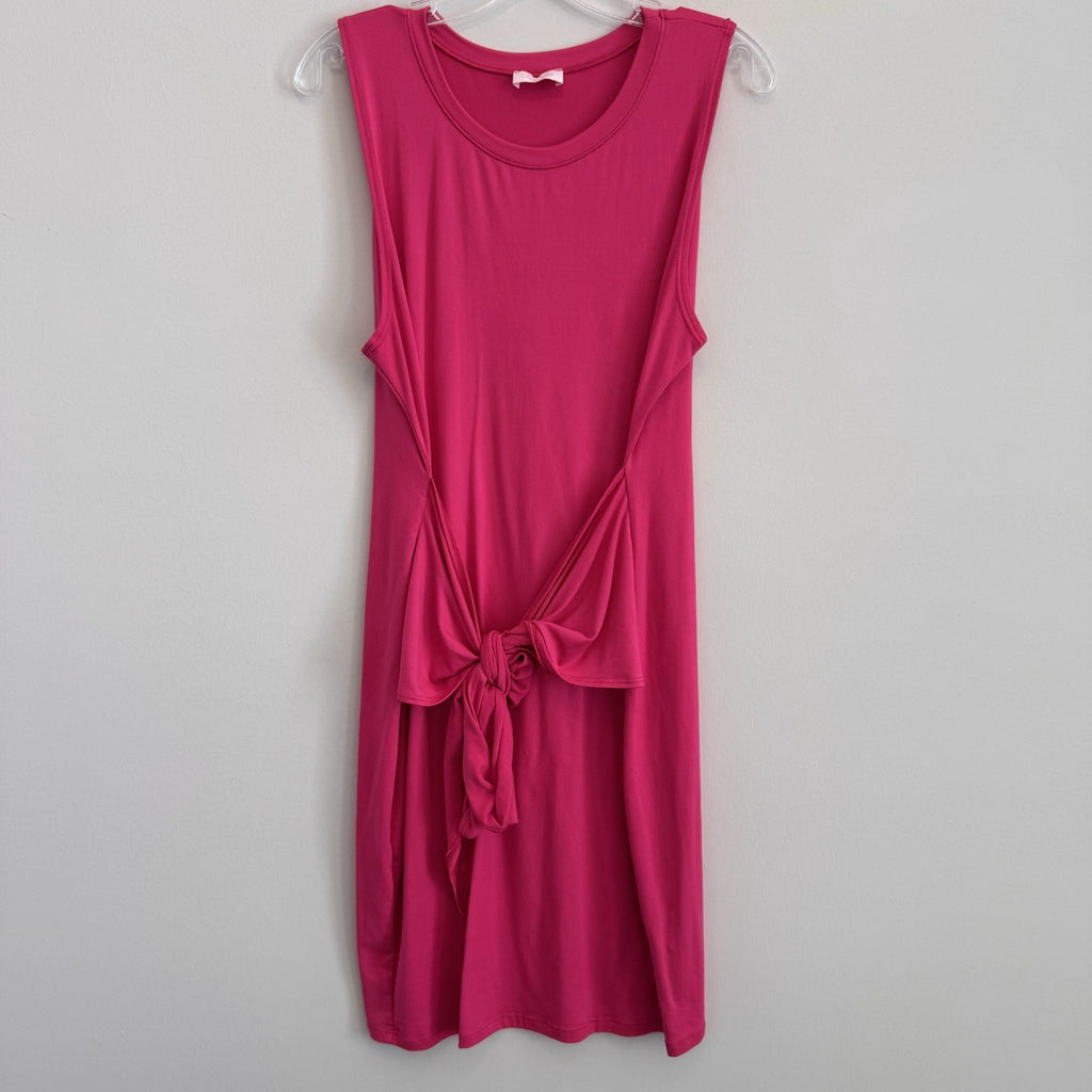 Pink Lily Women’s XL Hot Pink Sleeveless Front Tie Knot T-Shirt Mini Dress USA