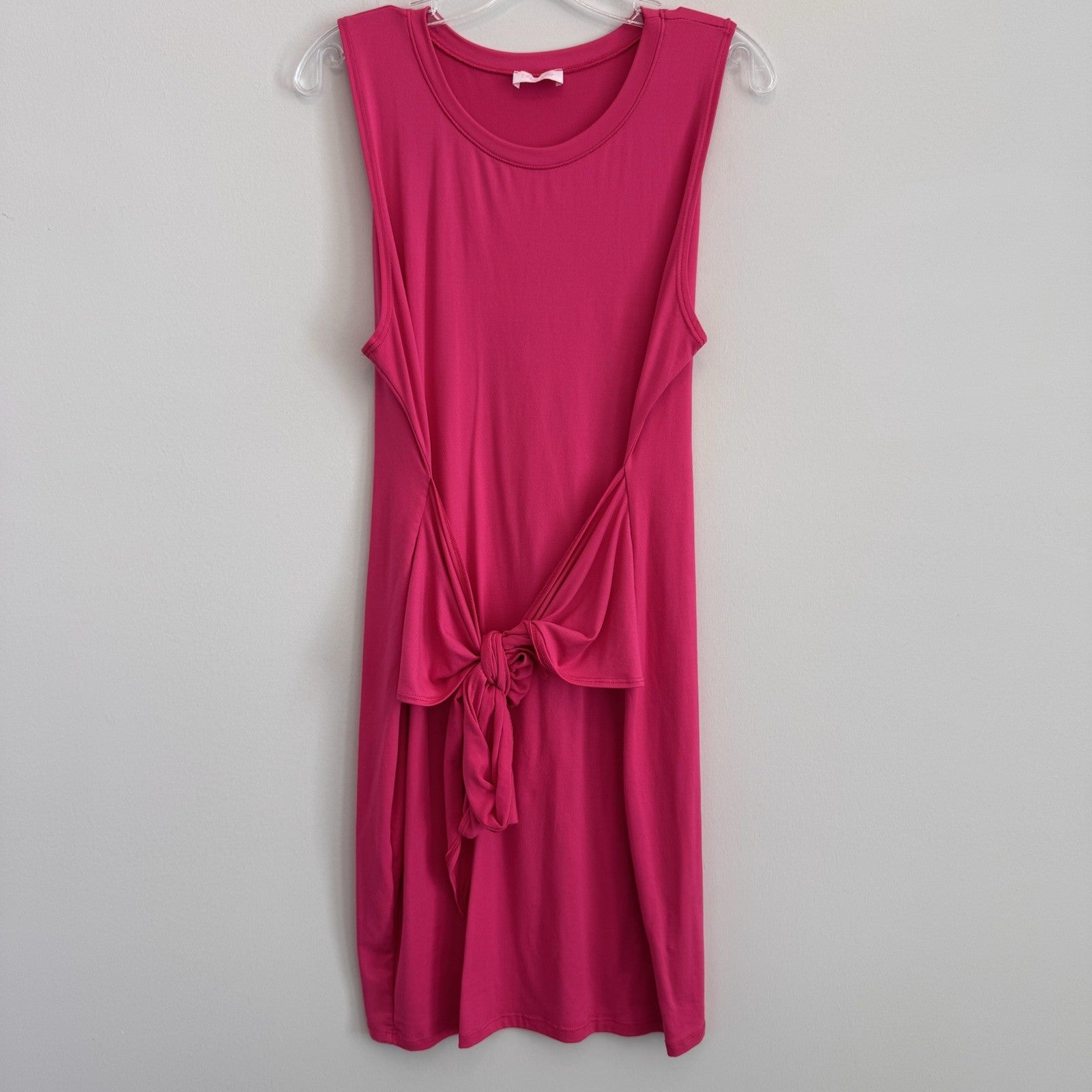 Pink Lily Women’s XL Hot Pink Sleeveless Front Tie Knot T-Shirt Mini Dress USA