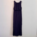 GAP Women's XS Blackberry Purple Pleated Sleeveless Maxi Dress Side Slits Plum