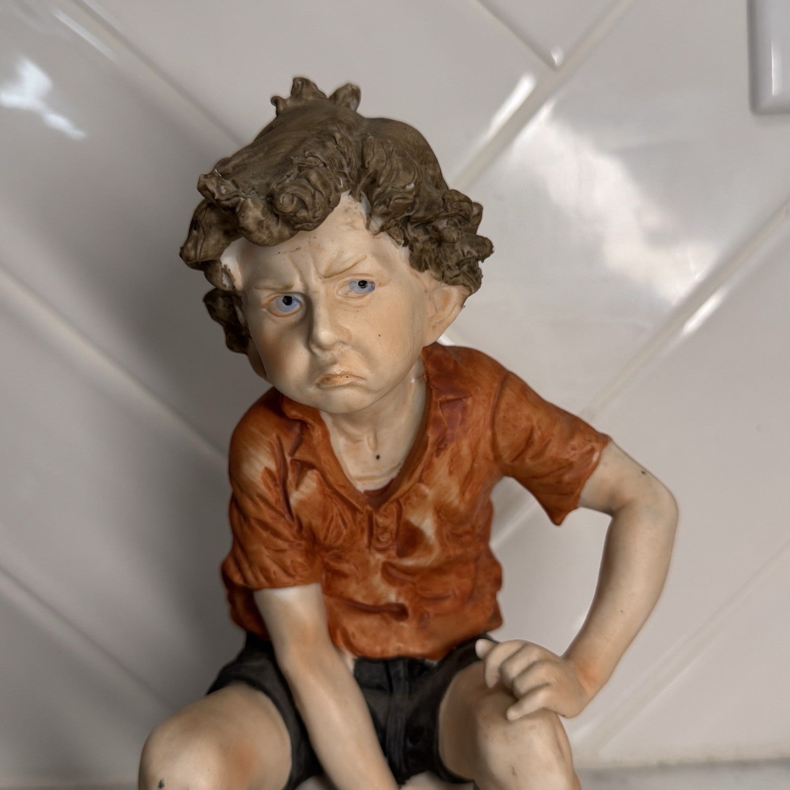 Vintage Himark Boy Soccer Figurine Old World Original Taiwan Statue 1970-1980
