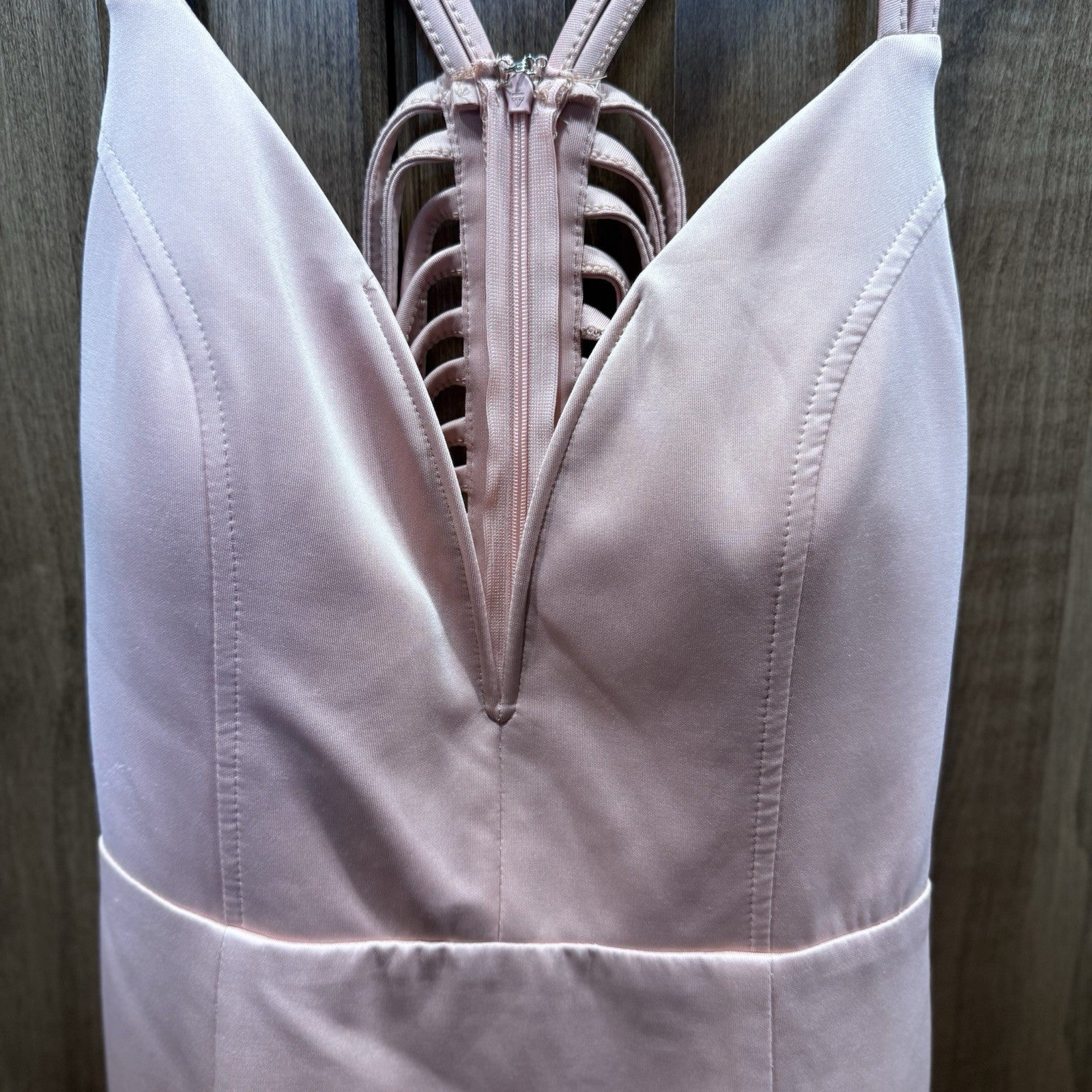 ENTRY Pink Cutout Bodycon Dress Size Large | Sleeveless Strappy Back Midi 