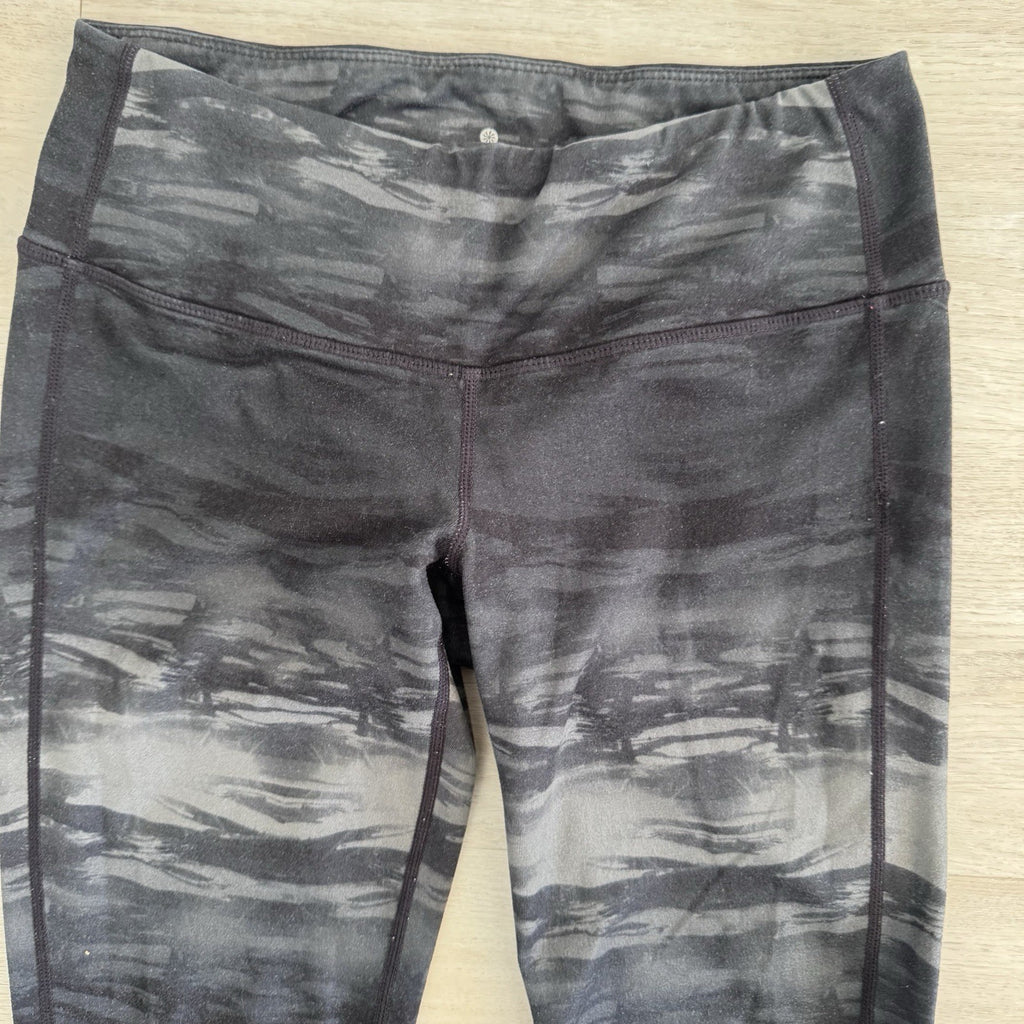 Athleta High Rise Leggings Women’s Small Black Gray Abstract Print