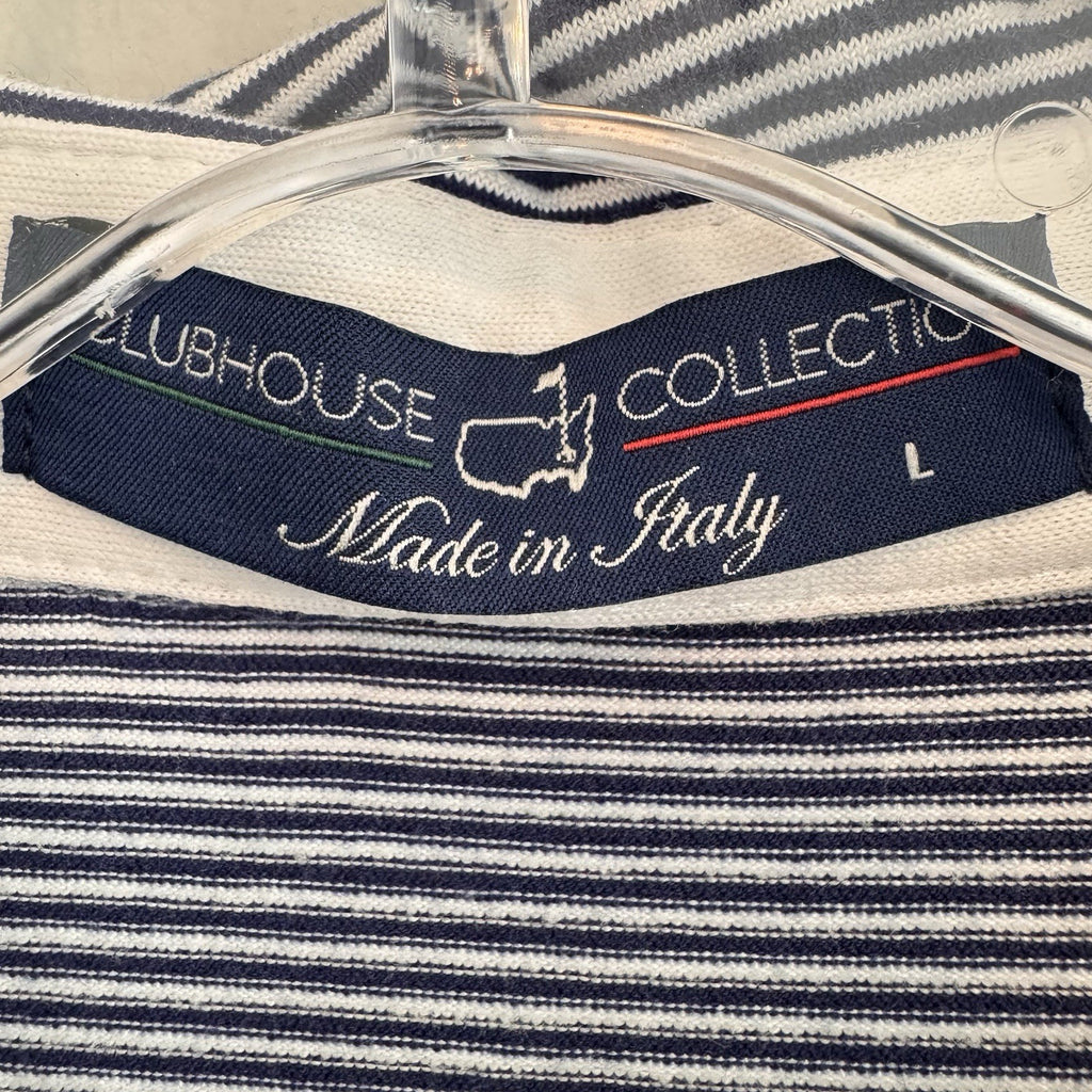 Masters Clubhouse Collection Polo Shirt Men’s L Blue Stripe Augusta Golf