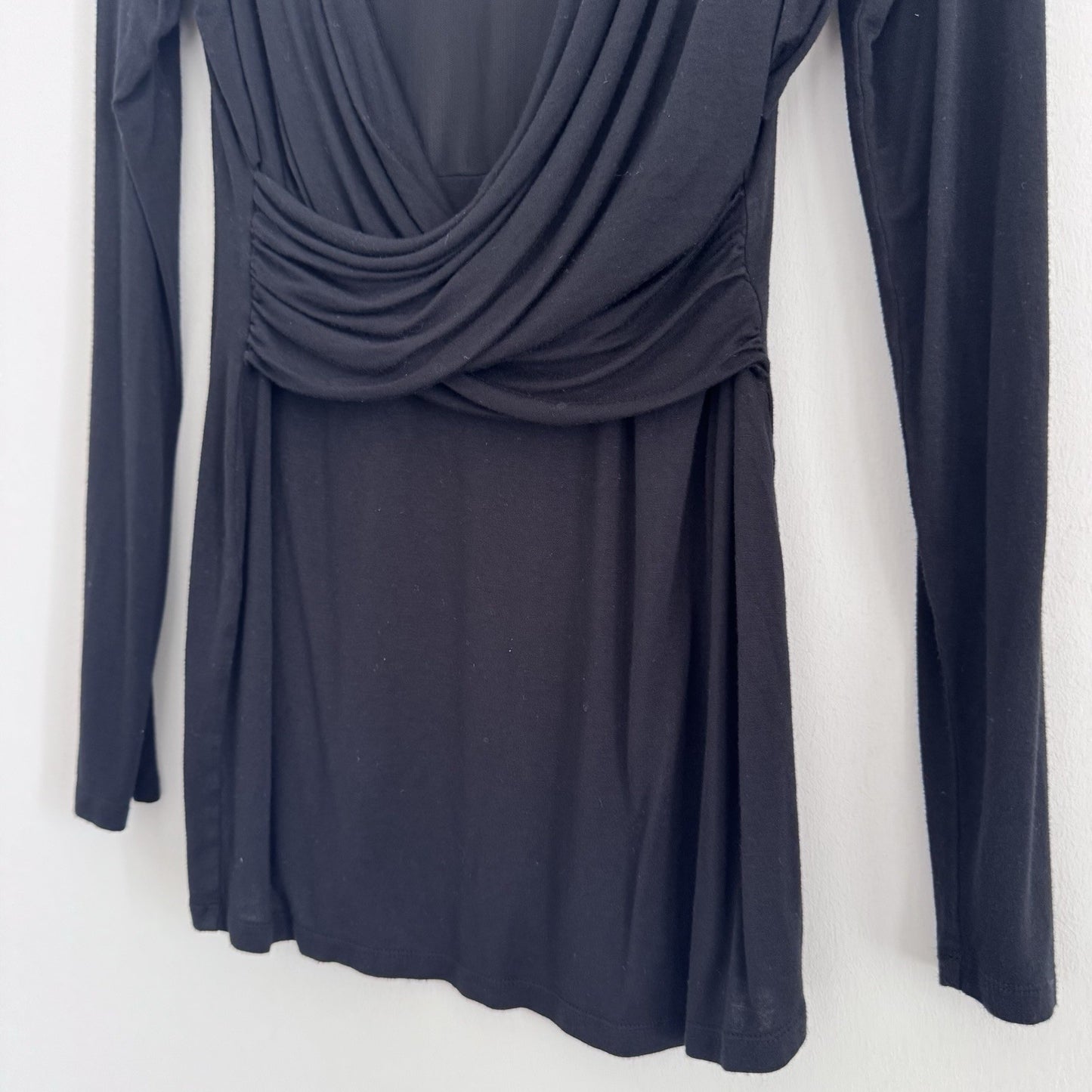 Motherhood Maternity Black Draped Long Sleeve Top Womens Small Stretch