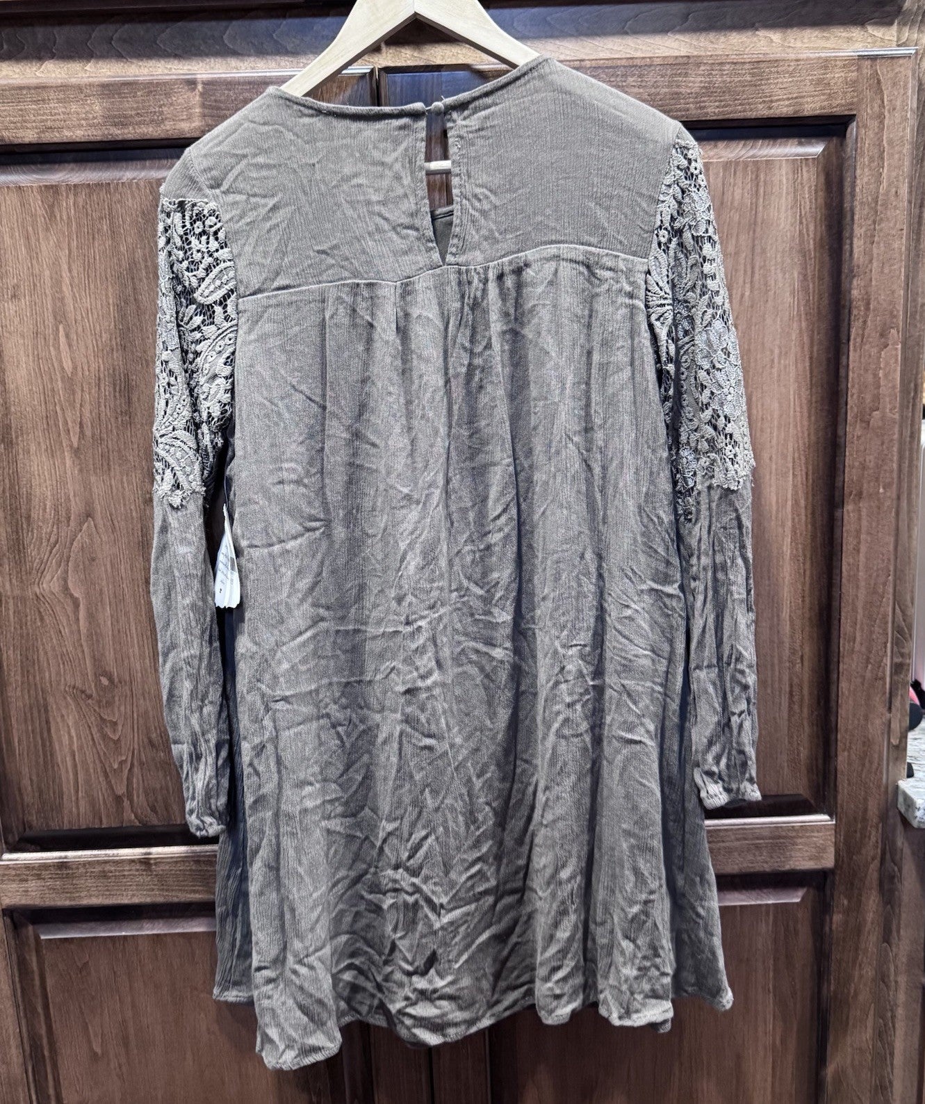 NWT Altard State Olive Green Boho Lace Tunic Dress Size Small Long Sleeve 