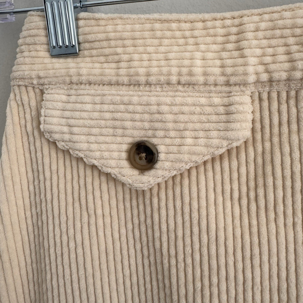 Urban Outfitters Corduroy Mini Skirt Cream Button Pocket Y2K Size S NWT 