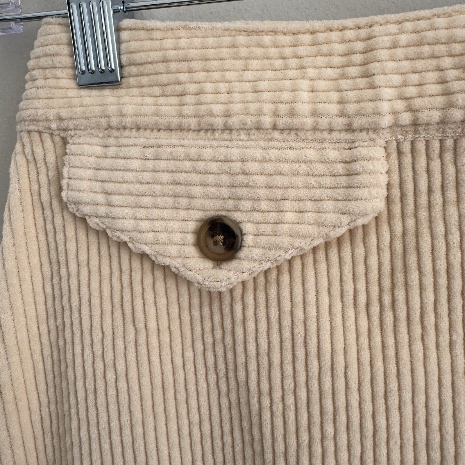 Urban Outfitters Corduroy Mini Skirt Cream Button Pocket Y2K Size S NWT 