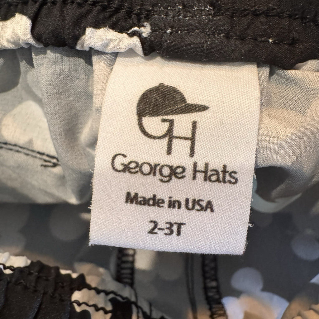George Hats Mickey Mouse Board Shorts Boys 2-3T Black White Disney Swim Trunks