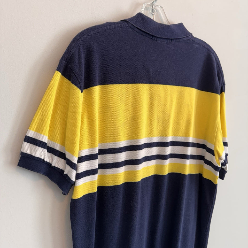 Polo Ralph Lauren Colorblock Polo Shirt Mens Large Yellow Blue Classic Fit 