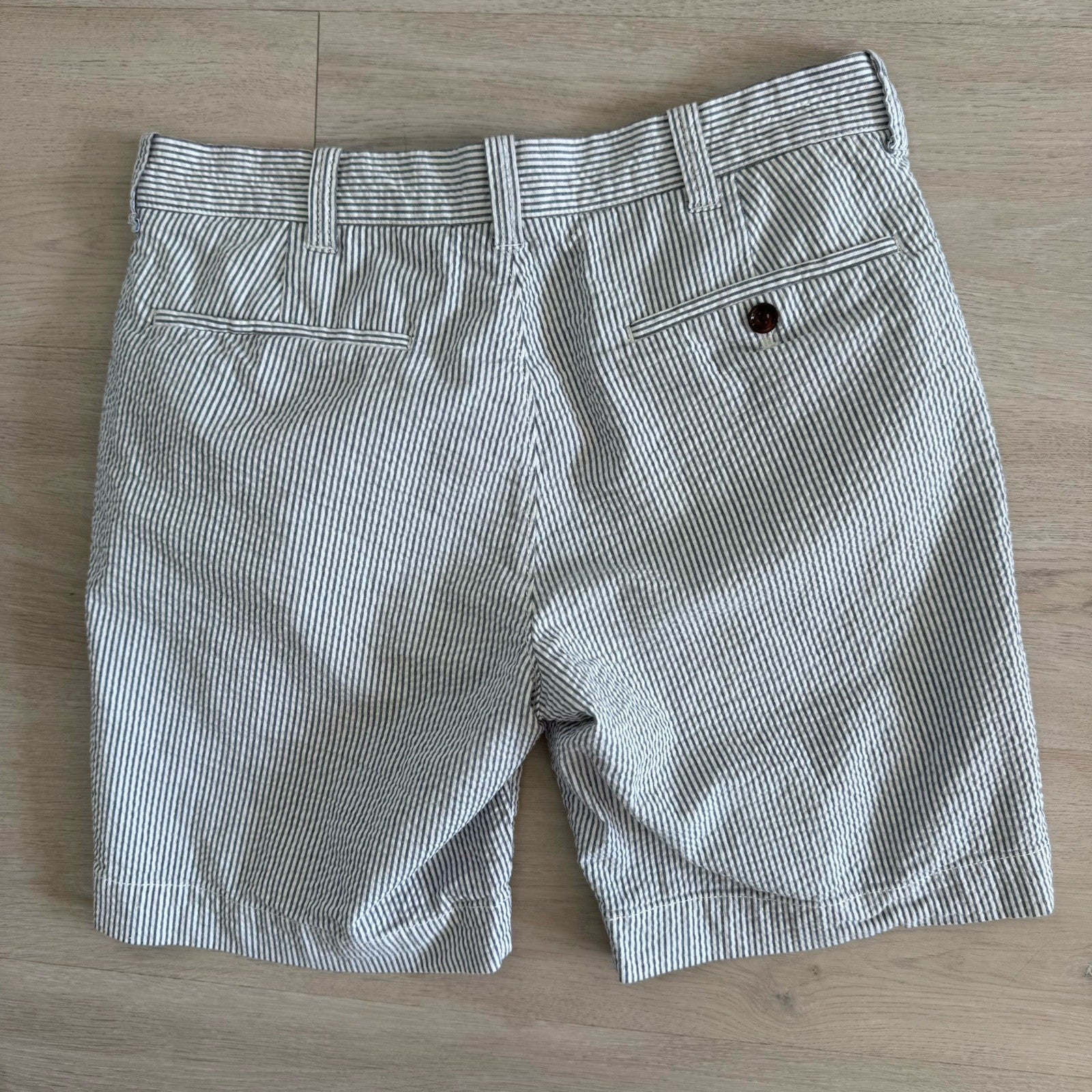 J.Crew 30W Seersucker Bermuda Shorts Blue Stripe Preppy Summer Men’s