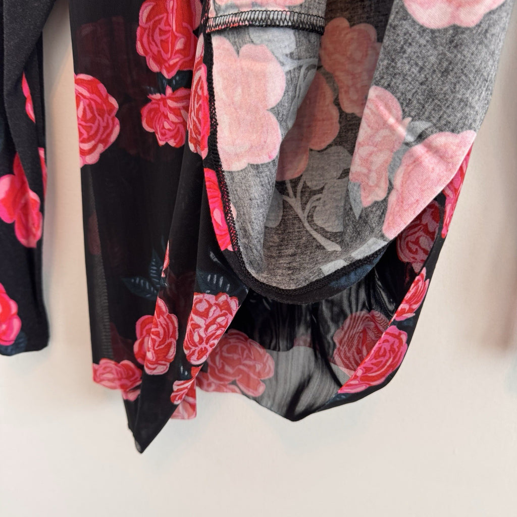 Matilda Jane XS Black Floral Babydoll Tunic Dress Mesh Roses Modal Jersey Soft