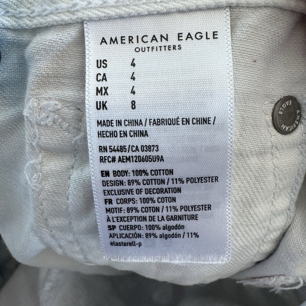 American Eagle Mom Shorts Women’s 4 Y2K Stripe Denim Frayed Raw Hem
