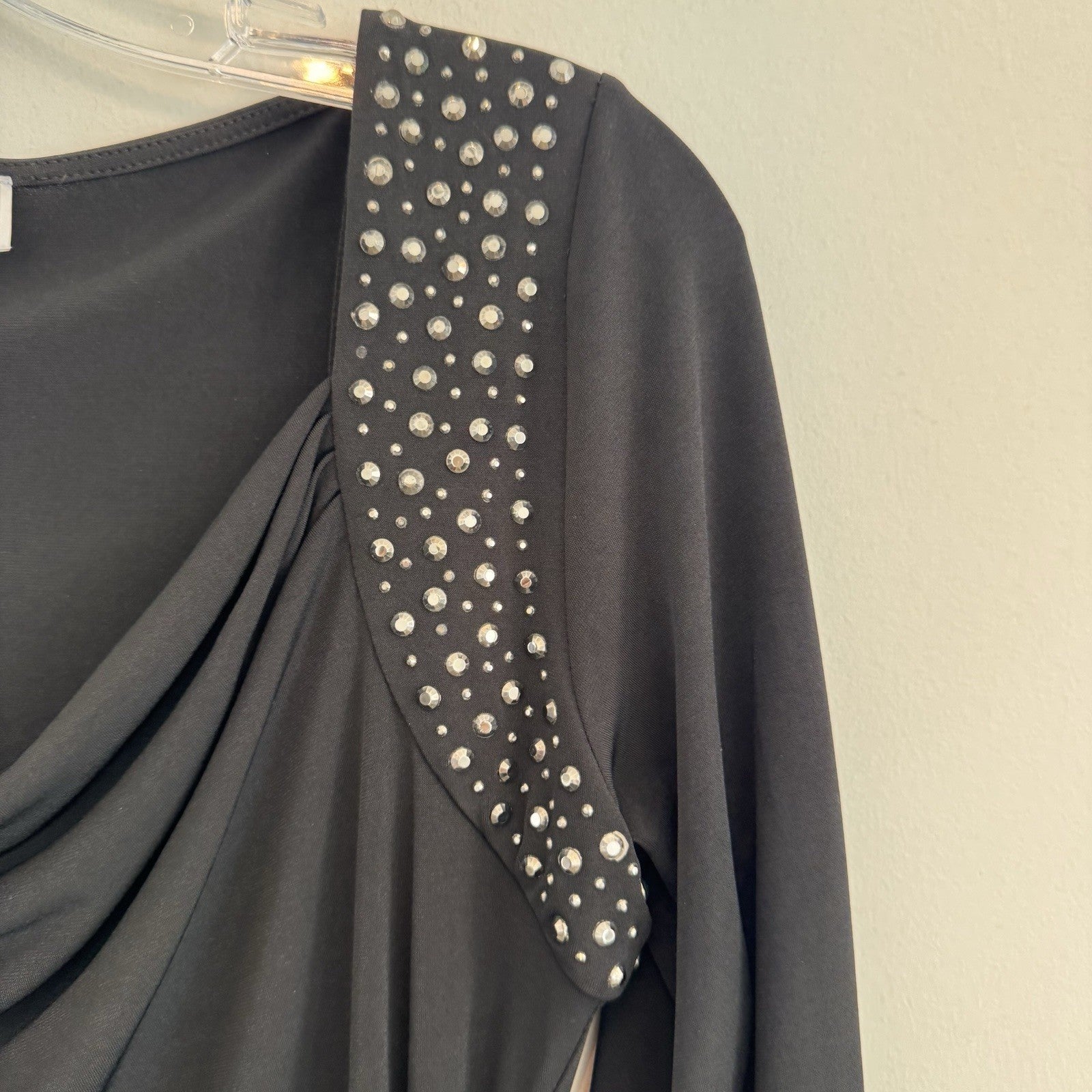 Michael Kors Studded Shoulder Drape Neck Dress Black Size Small