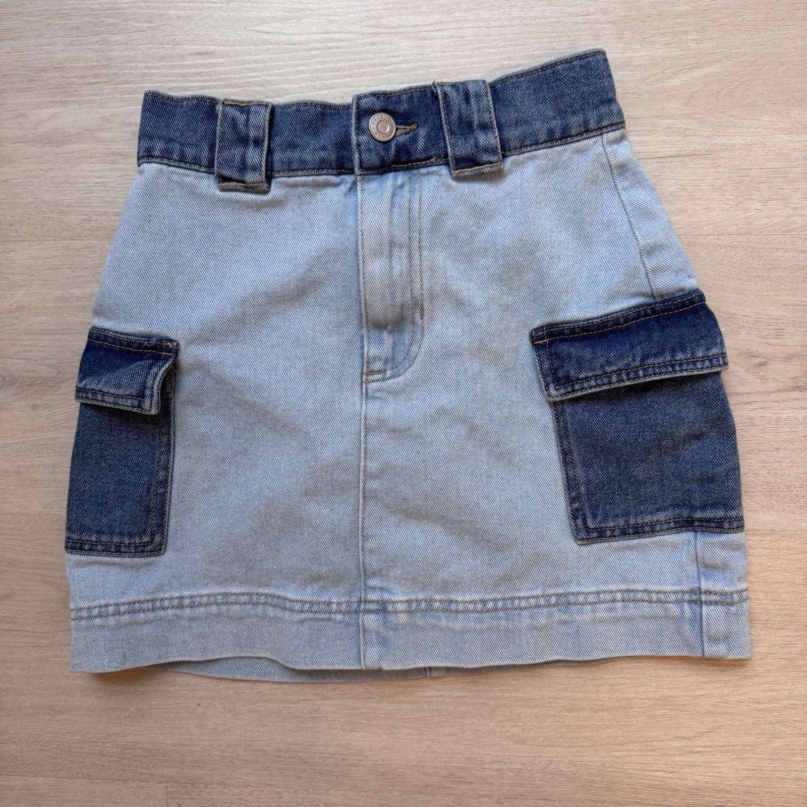 PacSun Womens Denim Cargo Mini Skirt Two Tone Blue Size 23