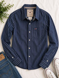 Hollister Mens Large Button Up Shirt Blue White Stripe Cotton Preppy Y2K