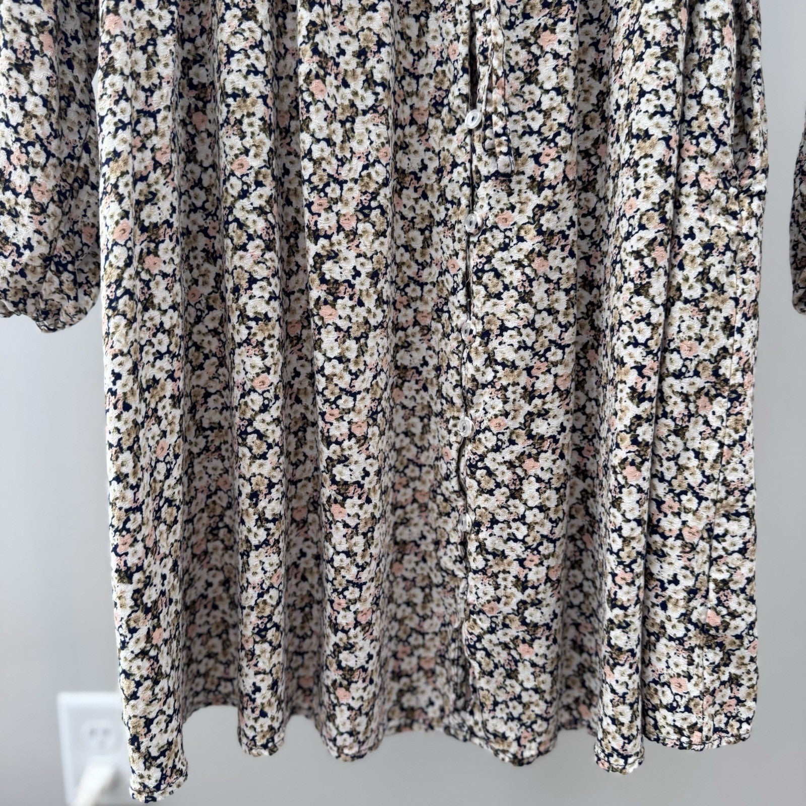 Destination Maternity M Floral Long Sleeve Dress Empire Waist Boho Style