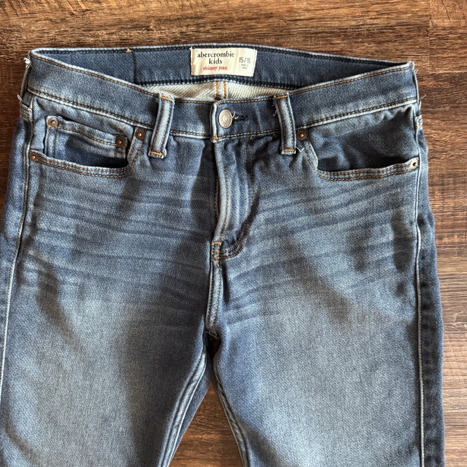 Abercrombie Kids Skinny Jeans Size 15/16 Blue Denim Pants Made in China