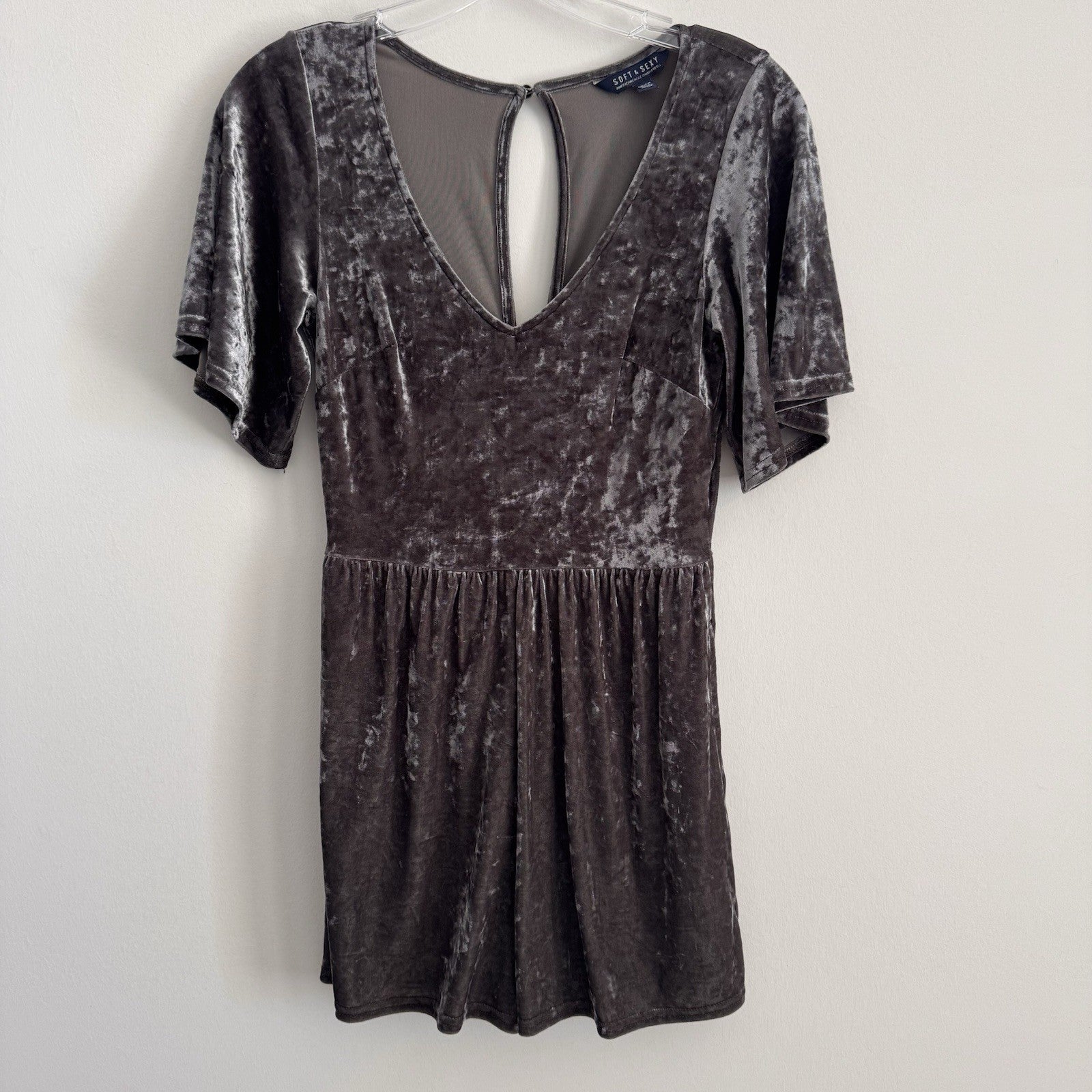 American Eagle Outfitters Soft & Sexy Womens Romper Crushed Velvet Dark Green S