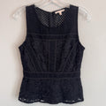 Skies Are Blue Lace Peplum Top Black Sleeveless Blouse Women’s S Boutique 