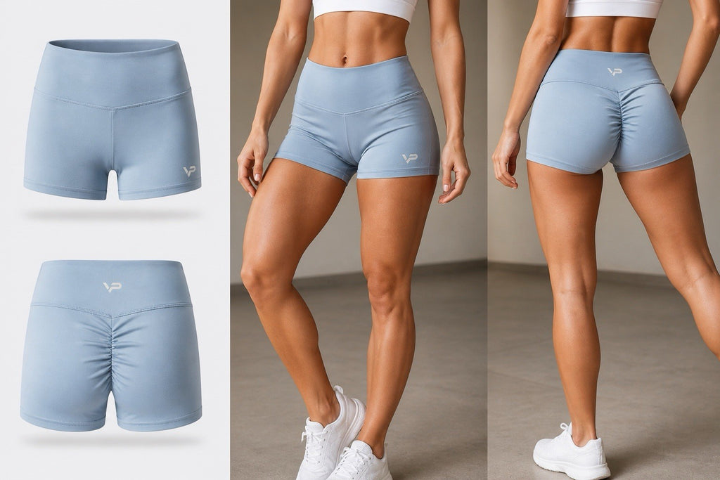 High Waist Scrunch Butt Shorts Women’s Gym Yoga Fitness Blue Size M NWT