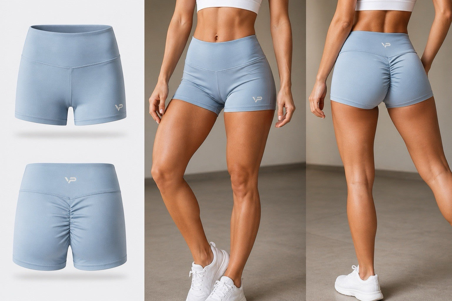 High Waist Scrunch Butt Shorts Women’s Gym Yoga Fitness Blue Size M NWT